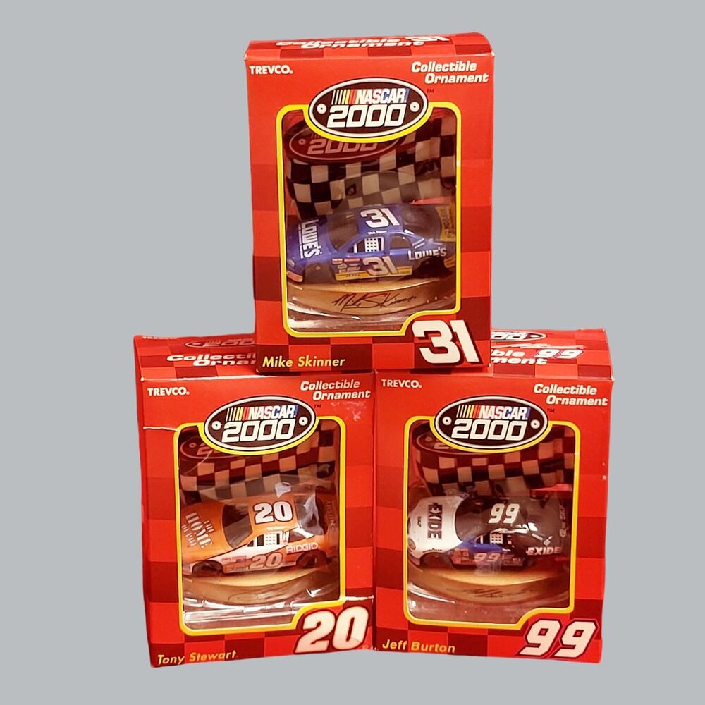 Nascar 2000 Collectible Racing Car Ornaments Jeff Burton 99 Mike Skinner 31 Tony